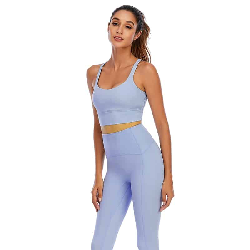 Conjunto de mallas de Yoga de sensación desnuda para mujer, traje de Fitness, ropa de Yoga de cintura alta, ropa deportiva de entrenamiento para gimnasio