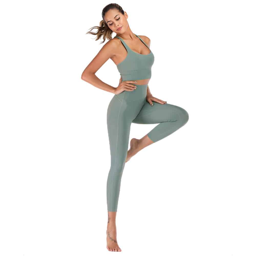 Conjunto de mallas de Yoga de sensación desnuda para mujer, traje de Fitness, ropa de Yoga de cintura alta, ropa deportiva de entrenamiento para gimnasio
