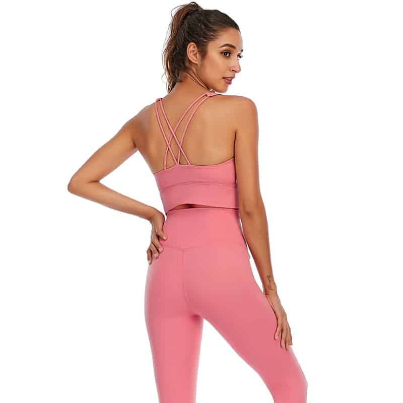 Conjunto de mallas de Yoga de sensación desnuda para mujer, traje de Fitness, ropa de Yoga de cintura alta, ropa deportiva de entrenamiento para gimnasio