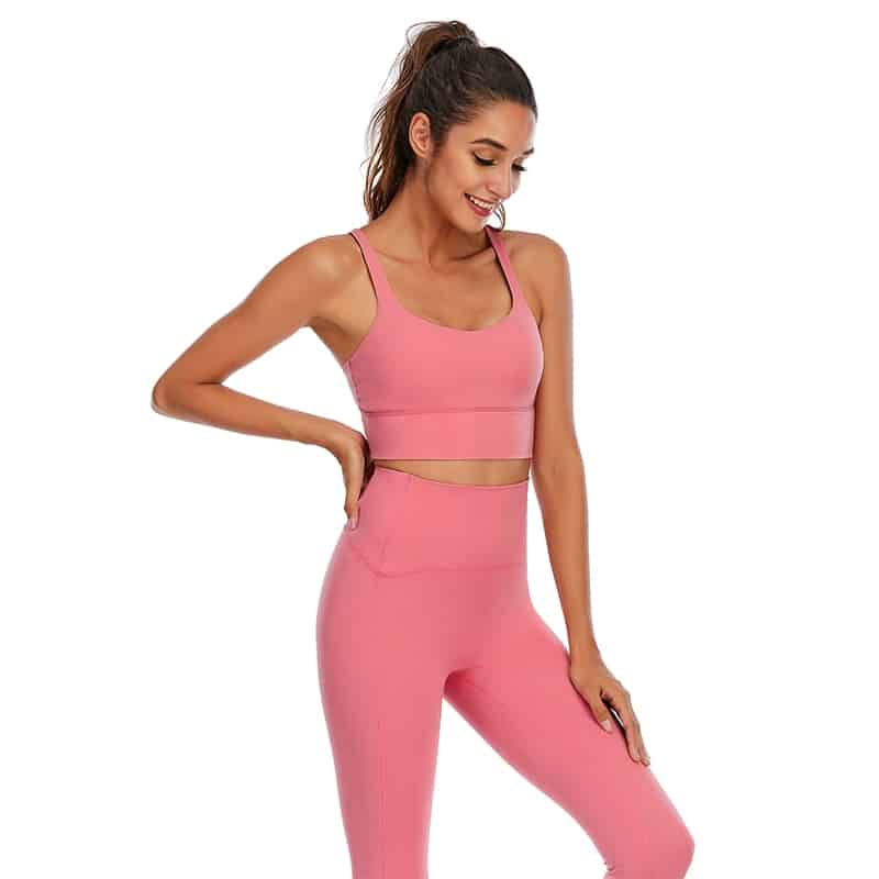 Conjunto de mallas de Yoga de sensación desnuda para mujer, traje de Fitness, ropa de Yoga de cintura alta, ropa deportiva de entrenamiento para gimnasio
