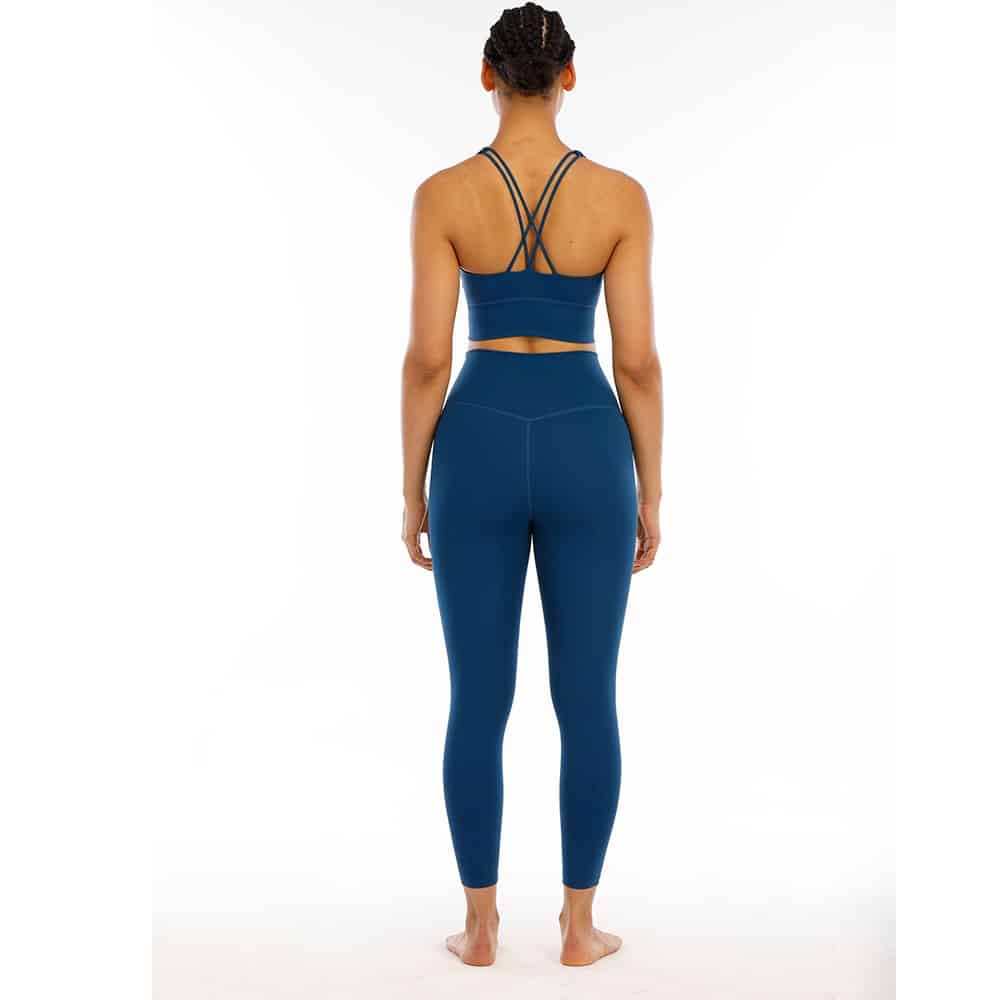 Conjunto de mallas de Yoga de sensación desnuda para mujer, traje de Fitness, ropa de Yoga de cintura alta, ropa deportiva de entrenamiento para gimnasio
