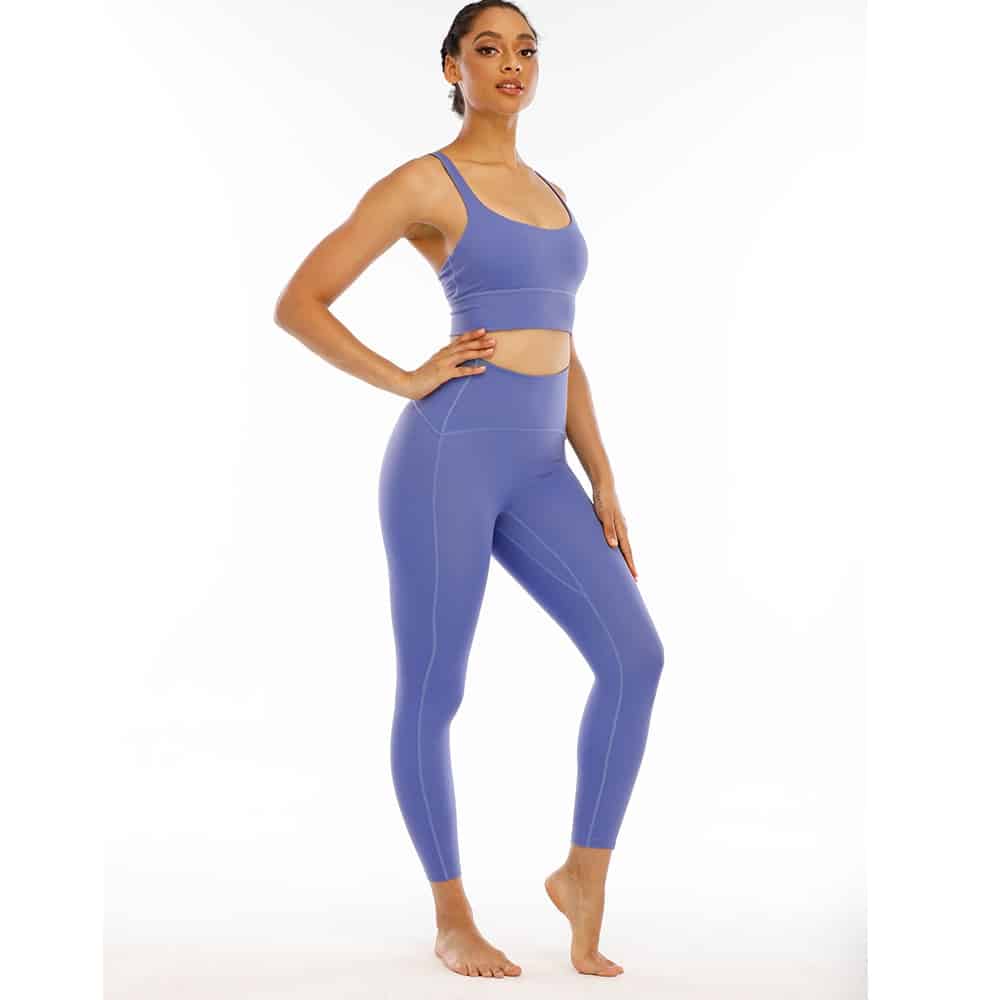 Conjunto de mallas de Yoga de sensación desnuda para mujer, traje de Fitness, ropa de Yoga de cintura alta, ropa deportiva de entrenamiento para gimnasio