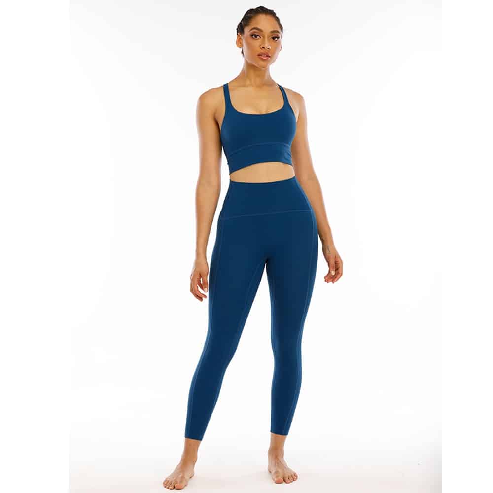 Conjunto de mallas de Yoga de sensación desnuda para mujer, traje de Fitness, ropa de Yoga de cintura alta, ropa deportiva de entrenamiento para gimnasio