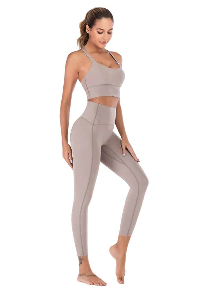 Conjunto de mallas de Yoga de sensación desnuda para mujer, traje de Fitness, ropa de Yoga de cintura alta, ropa deportiva de entrenamiento para gimnasio