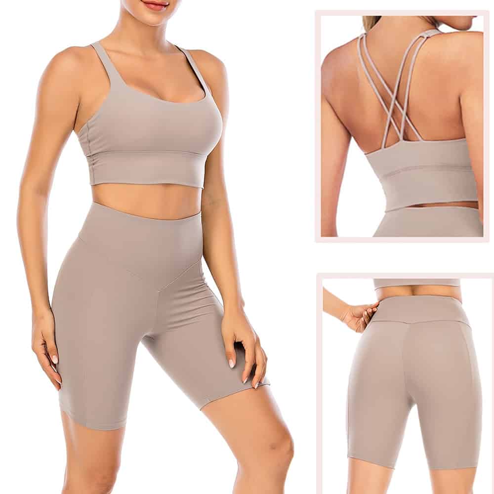 Conjunto de mallas de Yoga de sensación desnuda para mujer, traje de Fitness, ropa de Yoga de cintura alta, ropa deportiva de entrenamiento para gimnasio