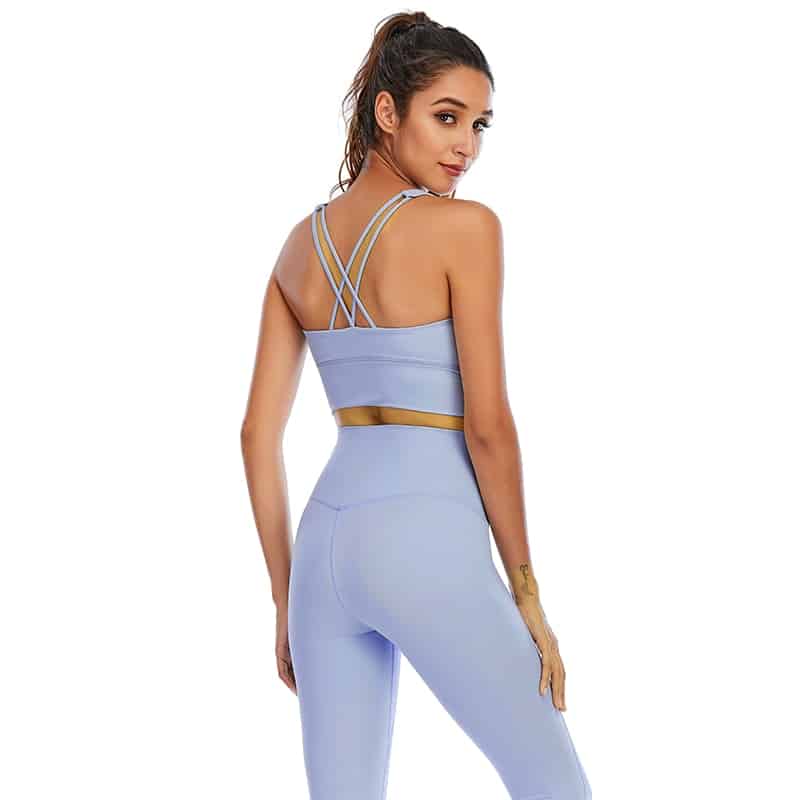 Conjunto de mallas de Yoga de sensación desnuda para mujer, traje de Fitness, ropa de Yoga de cintura alta, ropa deportiva de entrenamiento para gimnasio