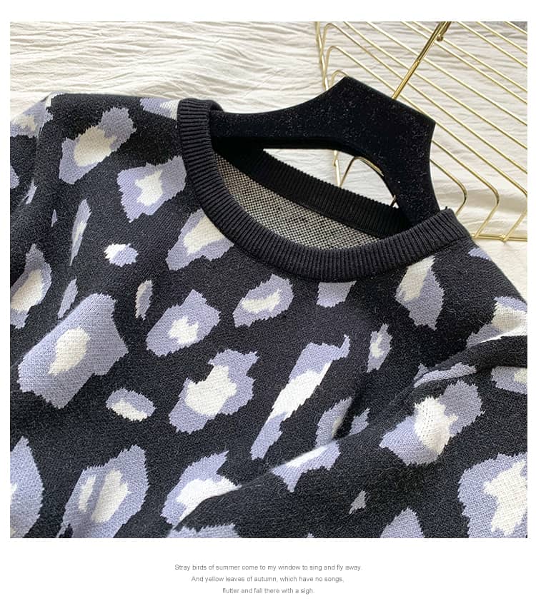 SMTHMA-Conjunto de dos piezas de ropa para mujer, jersey de manga larga con estampado de leopardo y pantalones de cintura elástica, a la moda