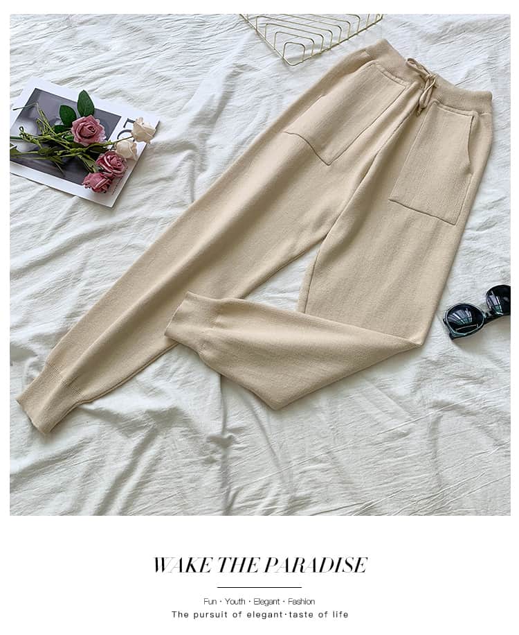 SMTHMA-Conjunto de dos piezas de ropa para mujer, jersey de manga larga con estampado de leopardo y pantalones de cintura elástica, a la moda