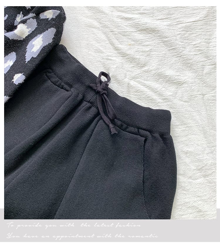 SMTHMA-Conjunto de dos piezas de ropa para mujer, jersey de manga larga con estampado de leopardo y pantalones de cintura elástica, a la moda