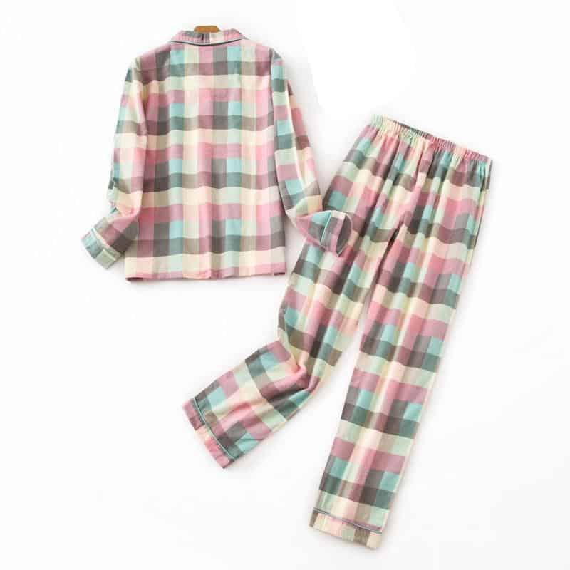 Pijamas de talla grande para mujer, ropa de S-XXXL de franela de algodón, traje para el hogar, otoño e invierno, Tops para dormir con estampado a cuadros