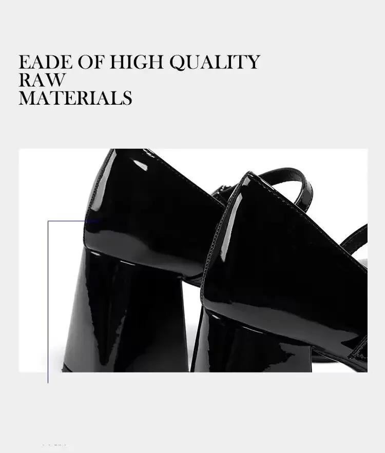 Mary Janes Vintage Black Sandals Woman Buckle Non-Slip Casual Medium Heels Office Ladies Solid Elegant Heels Korean 2023 Summer