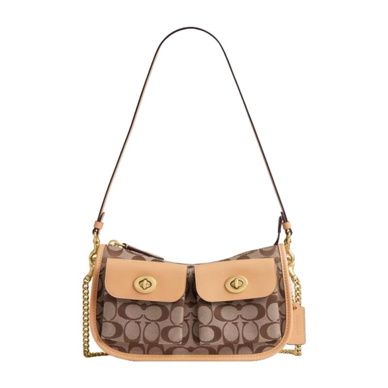 Cartera Coach Twin Pocket Tan
