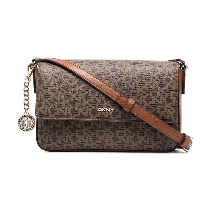 Bandolera DKNY Monograma Marrón con Cadena
