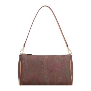 Cartera baguette de jacquard paisley con asa de cuero